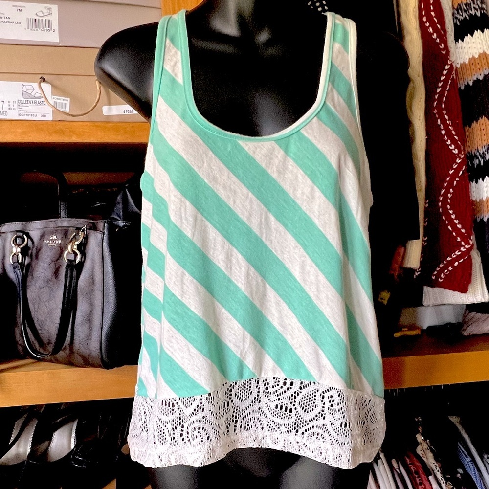 NWT AMERICAN RAG Striped Crop Tank Top - Picture 2 of 6